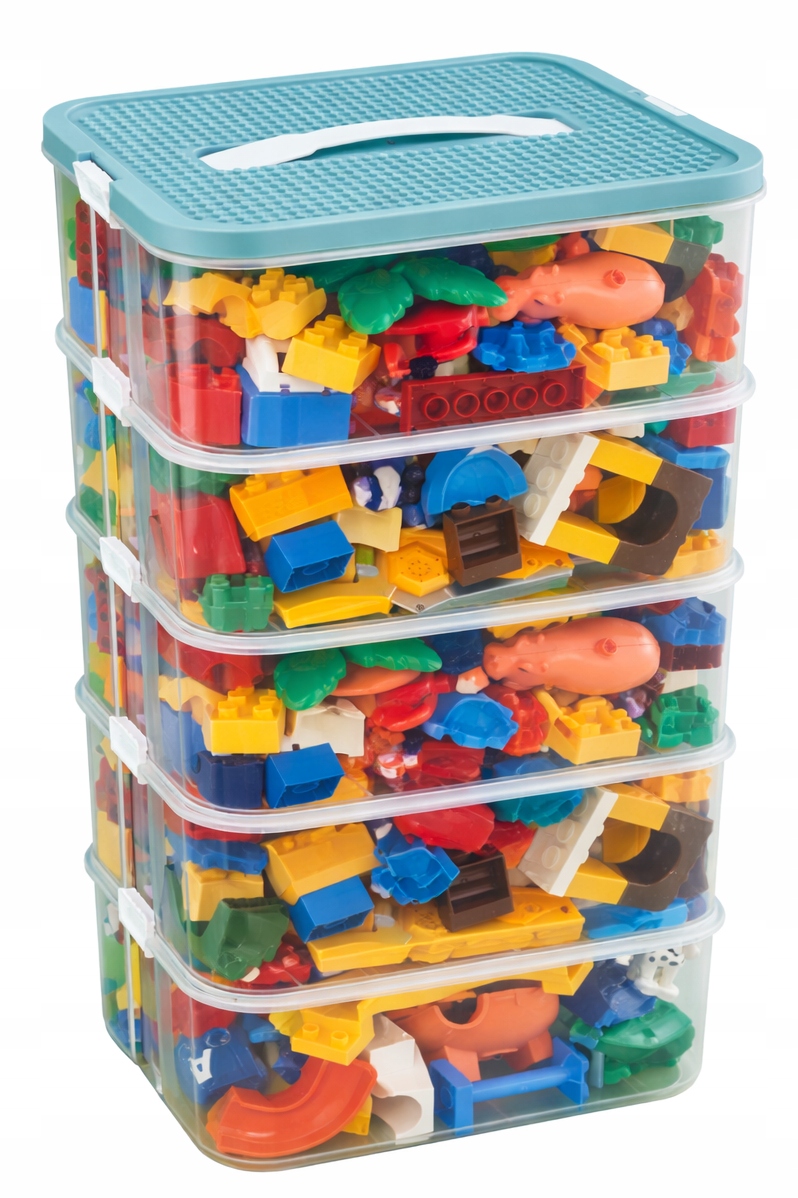 LEGO BLOCKS TOYS ORGANIZER KONTEINERIS Sluoksniuotas DIDELIS 5 pakopų 35 L