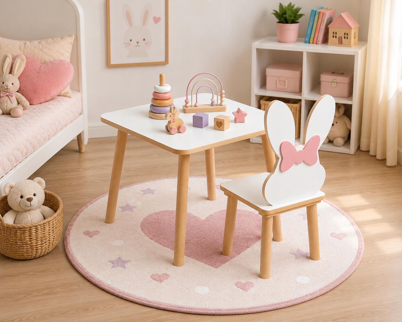 PlayPals Furniture stalas ir kėdutė Triušis 50 cm