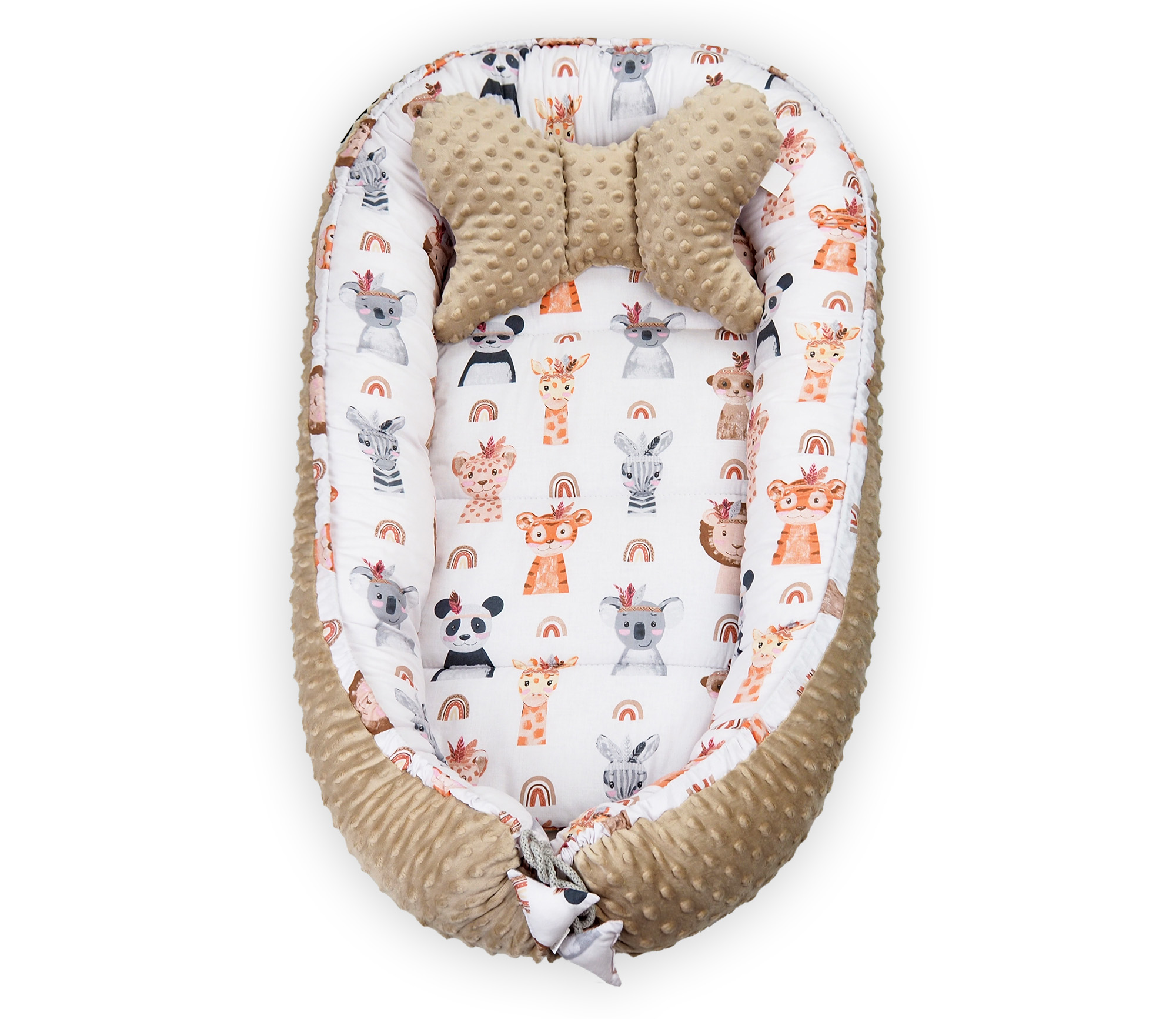 BABY COCOON NEST WRAPPLE + DRUGELIŲ PAGALVĖ - MINKY COTTON