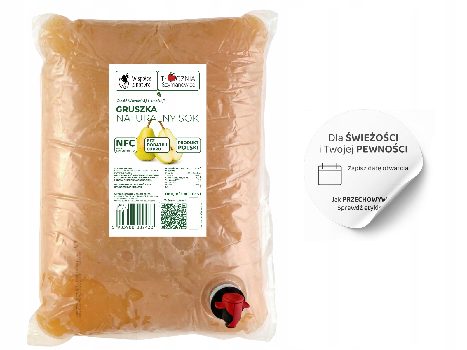 Tłocznia Szymanowice krūšų sultys 100% NFC 5l