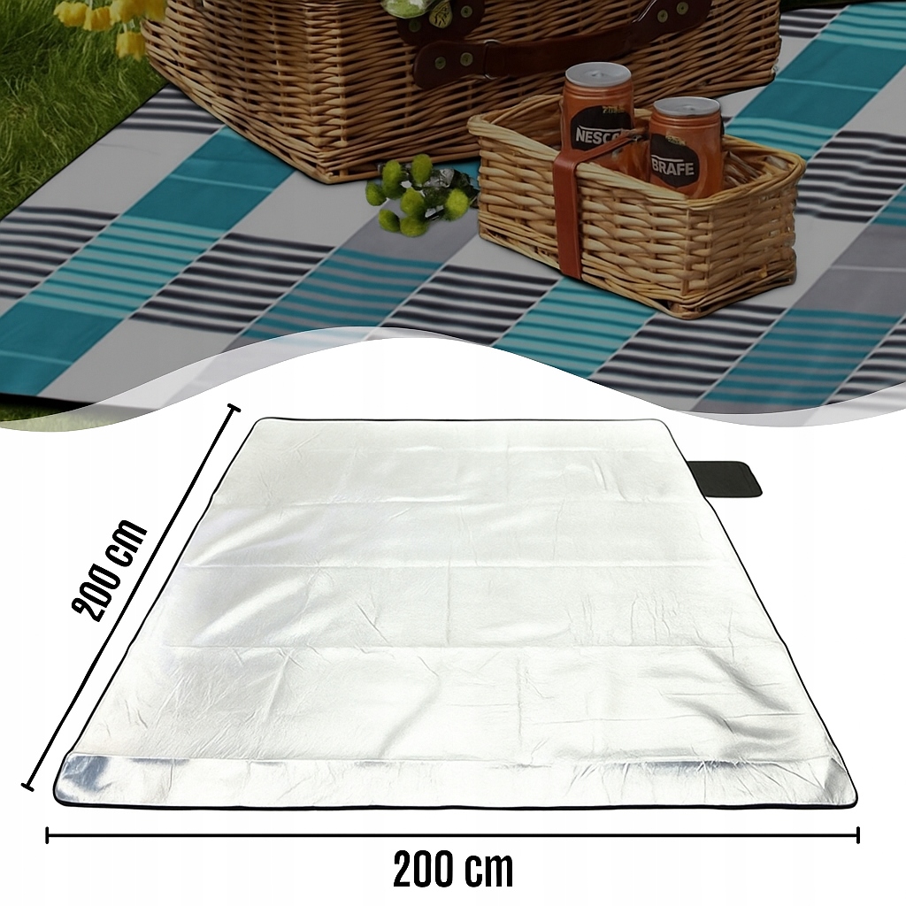 MEMFLOW piknikinis kilimas 200x200 cm, vandeniui atsparus
