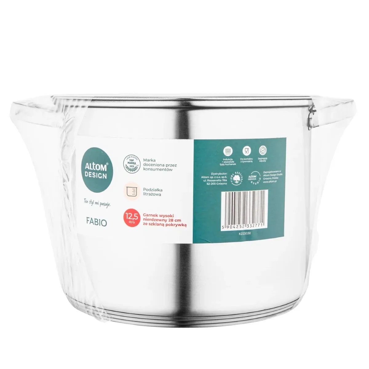 Nerūdijančio plieno puodas. su dangteliu Aukštas 12,5 l 28 cm FABIO Altom Design