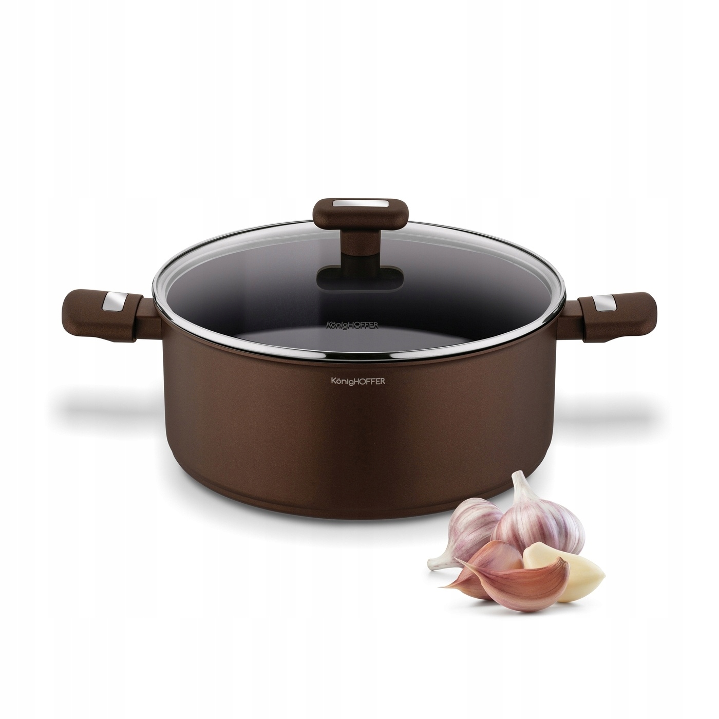 KERAMINIS PUODAS su dangteliu indukcinis dujos Konighoffer Reno Brown 28cm 7l