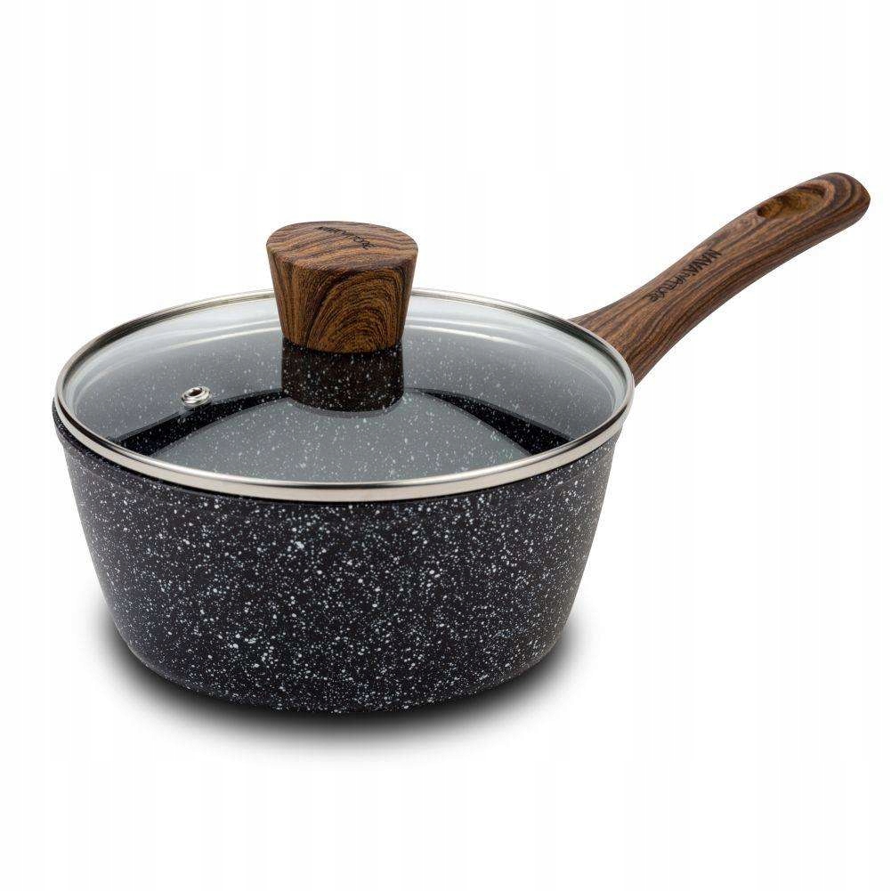 Puodas su stikliniu dangteliu NAVA granitinis NATURE 18 cm, 1,6L
