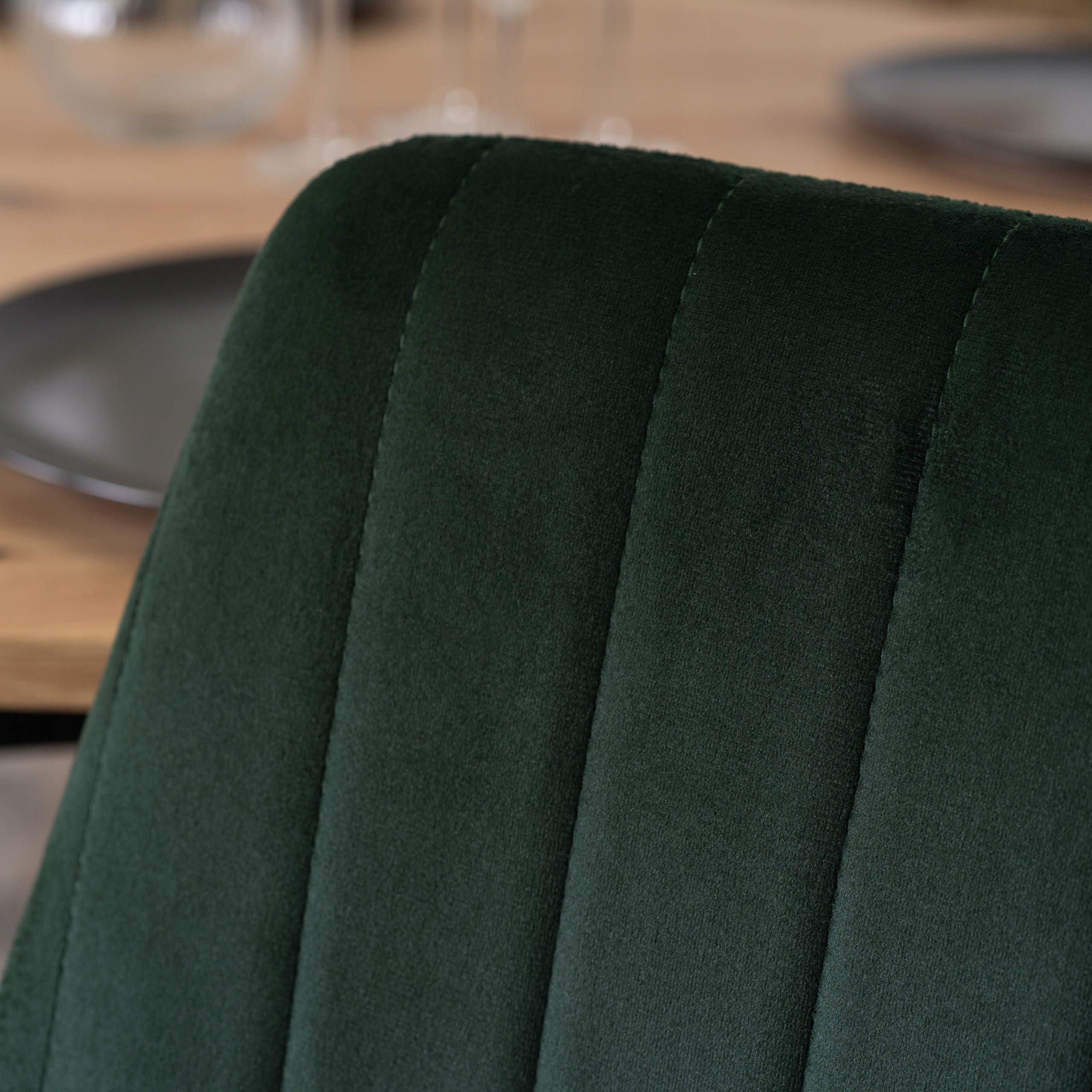 Minkšta veliūrinė virtuvės kėdė valgomajam Svetainės Loft Green BARI