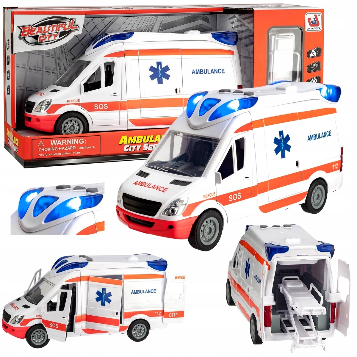 Automobilis Greitosios medicinos pagalbos automobilis Greitosios pagalbos autobusas važiuoja atidarant duris su neštuvais