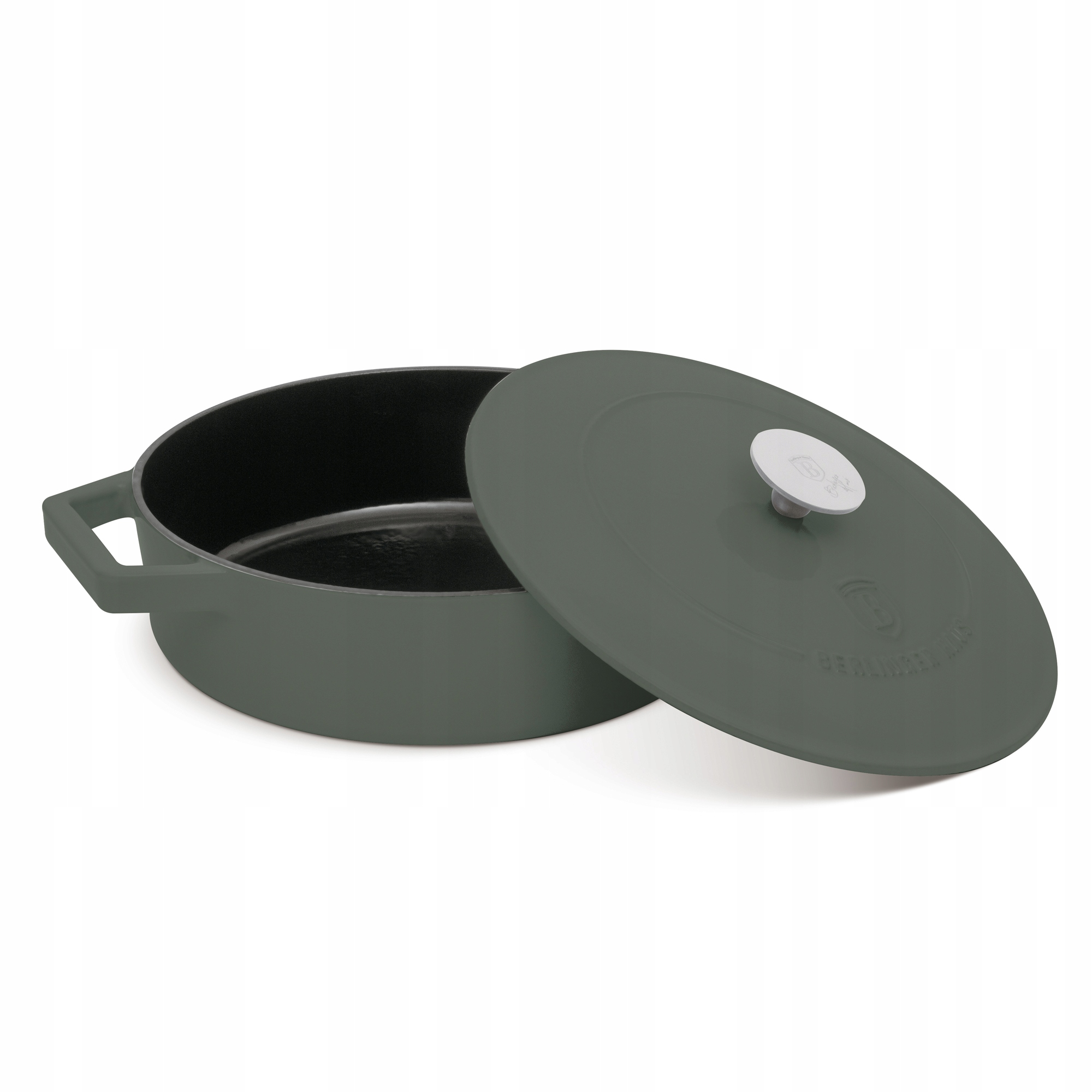 Gili keptuvė su emaliuotu paviršiumi ir dangčiu, 26 cm, ketaus Matte Green C