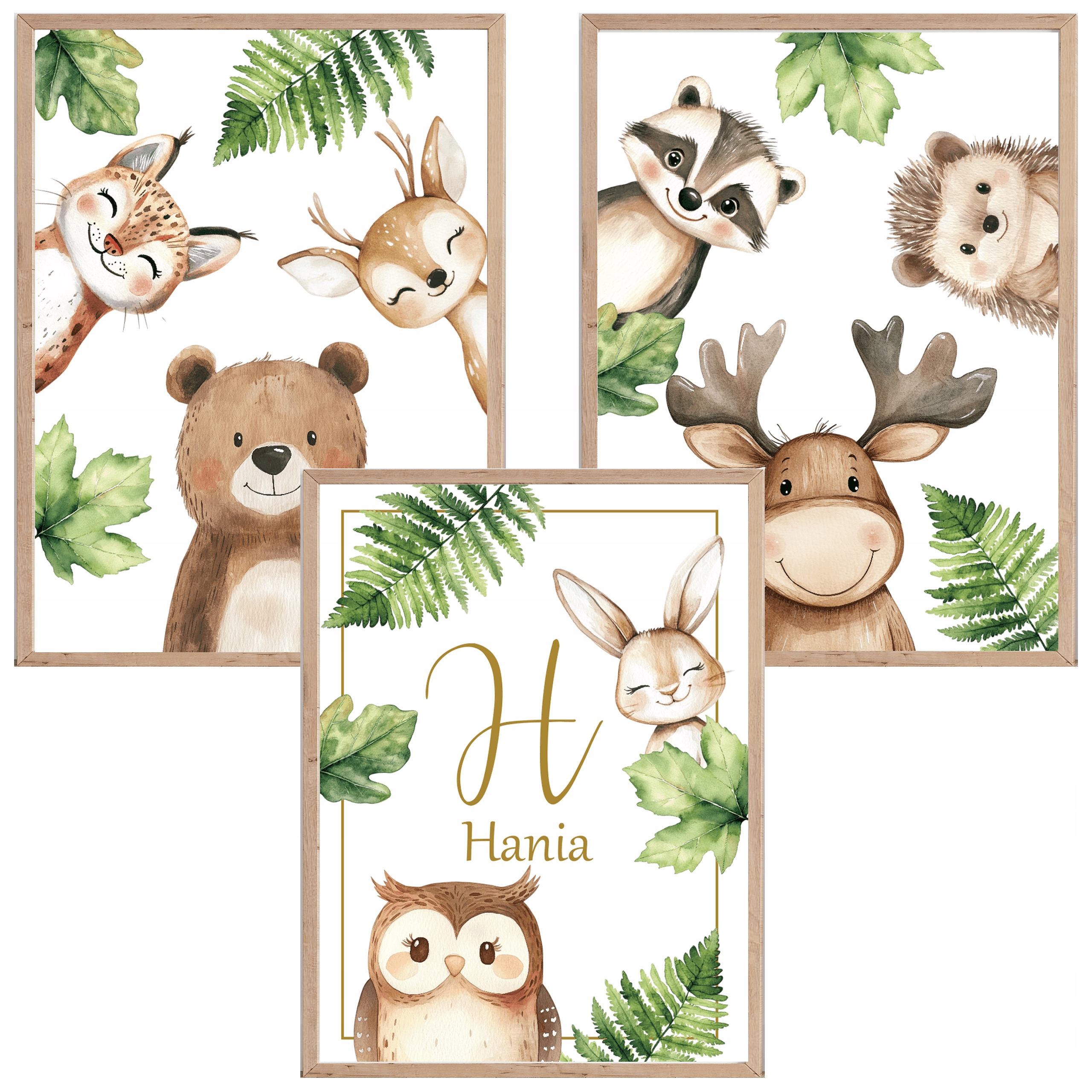 Plakatai vaikams, Gyvūnai, paveikslėliai, vaiko vardas, personalizavimas, 30x40 cm