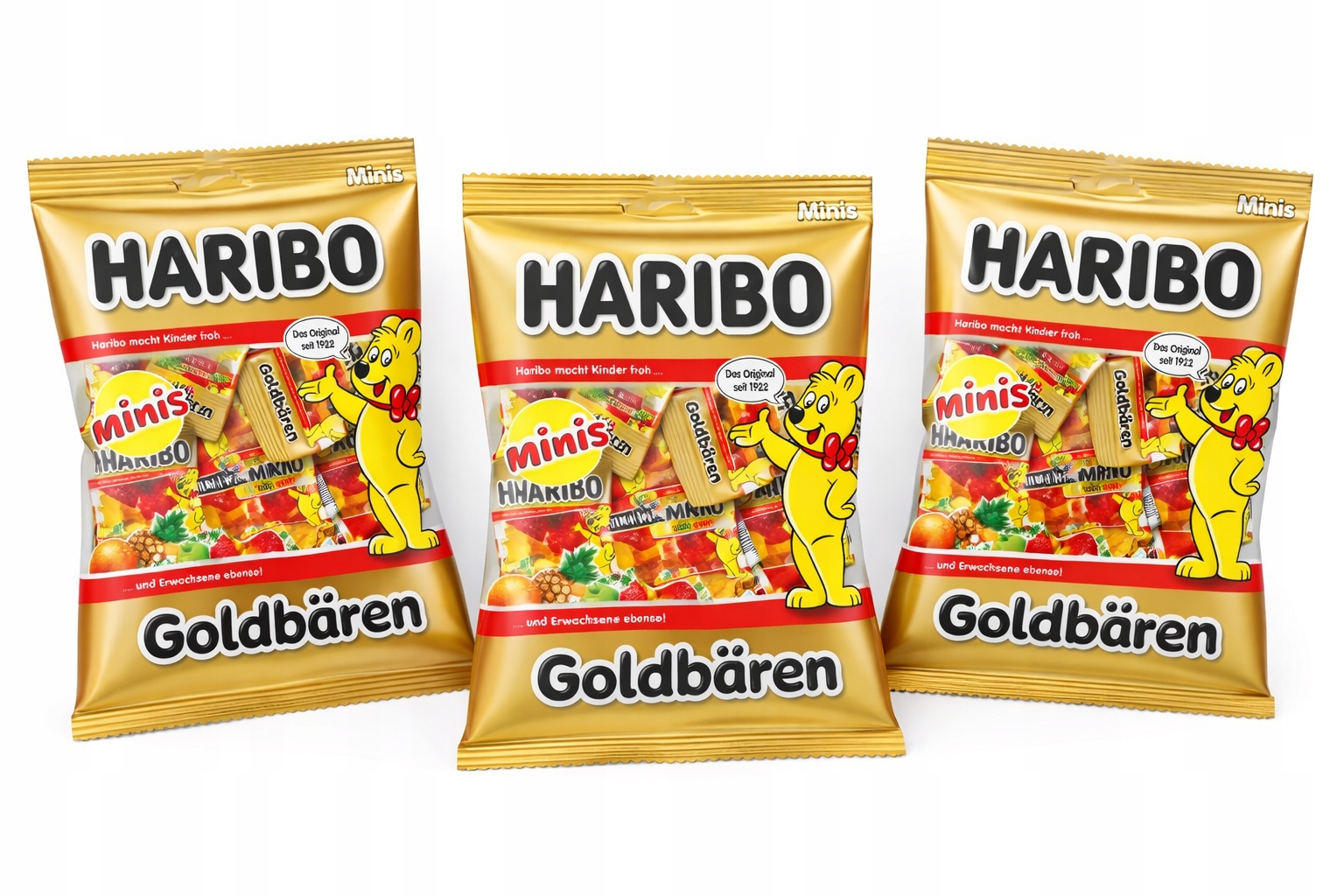 Haribo Goldbaren MINI PAKUOTĖS Krepšiai Maži želė meškiukai 3 pak