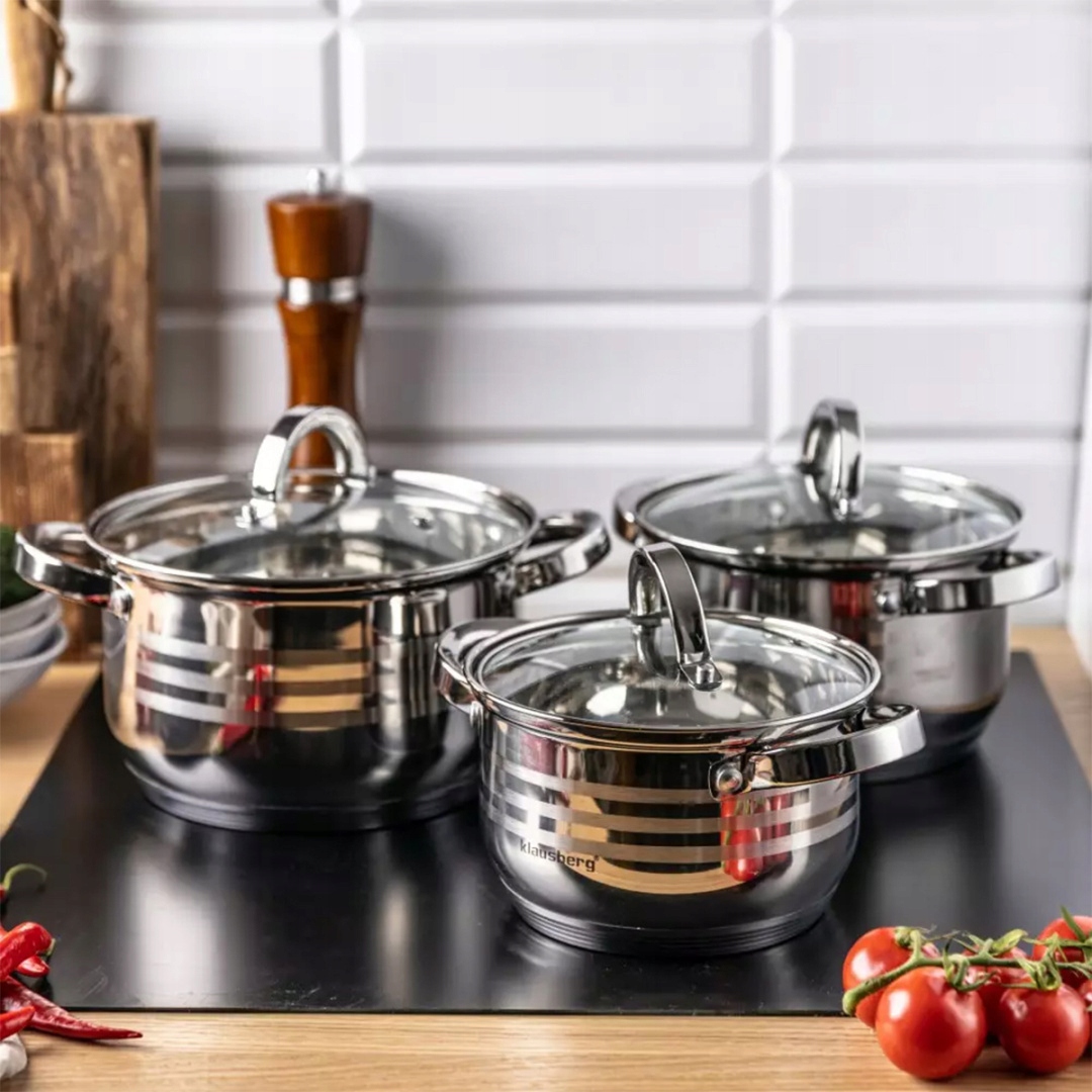 PUODŲ RINKINYS 6 ELEMENTŲ RINKINYS INDUKCINĖS DUJINĖS marmuru