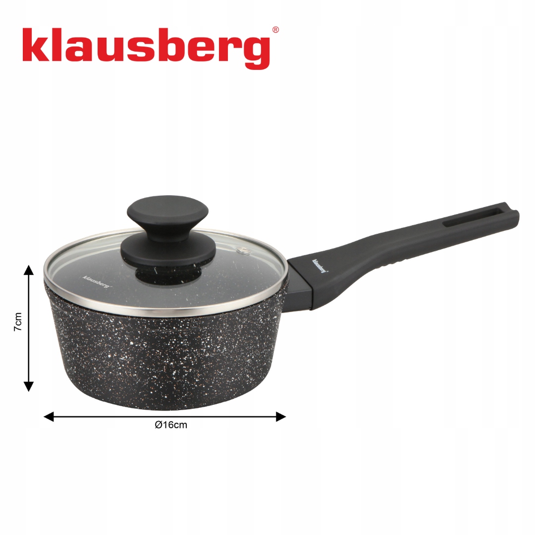 Marmurinis puodas 16 cm su dangčiu Indukcinės dujos Nelipnus 1,2L KB7986