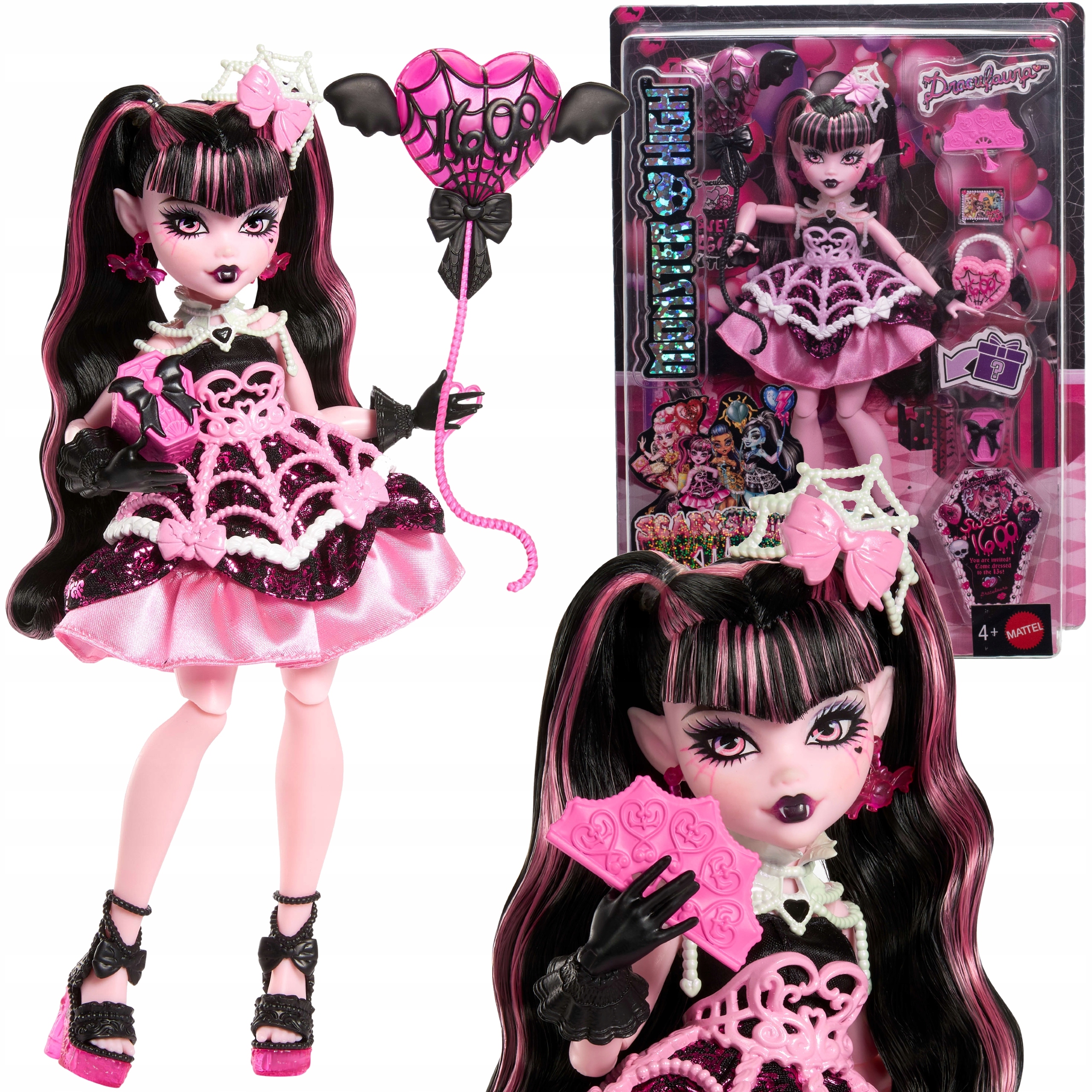 Monster High Draculaura balas lėlė 27 cm