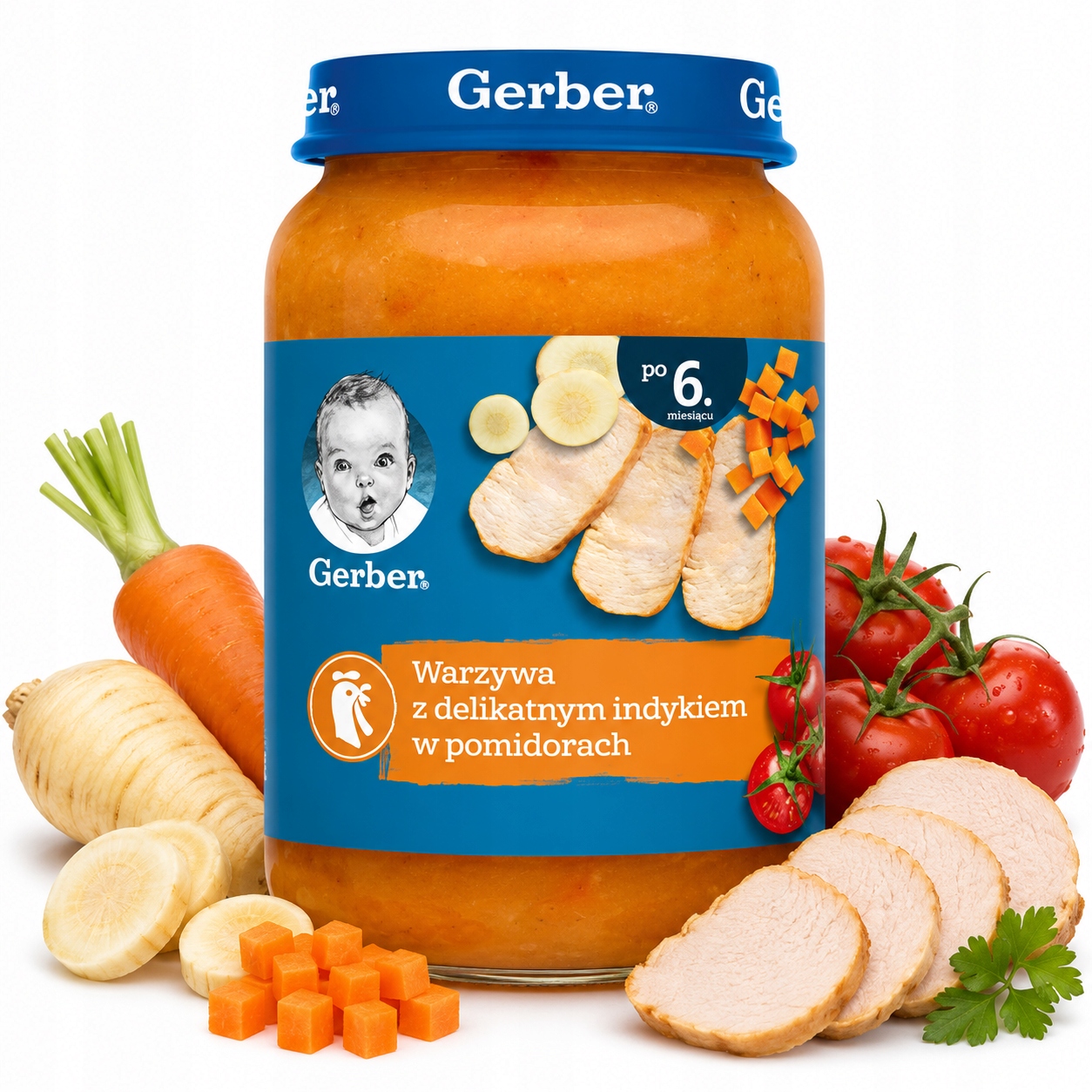 Švelni kalakutiena pomidoruose vakarienė nuo 6 mėnesių 190 g Gerber