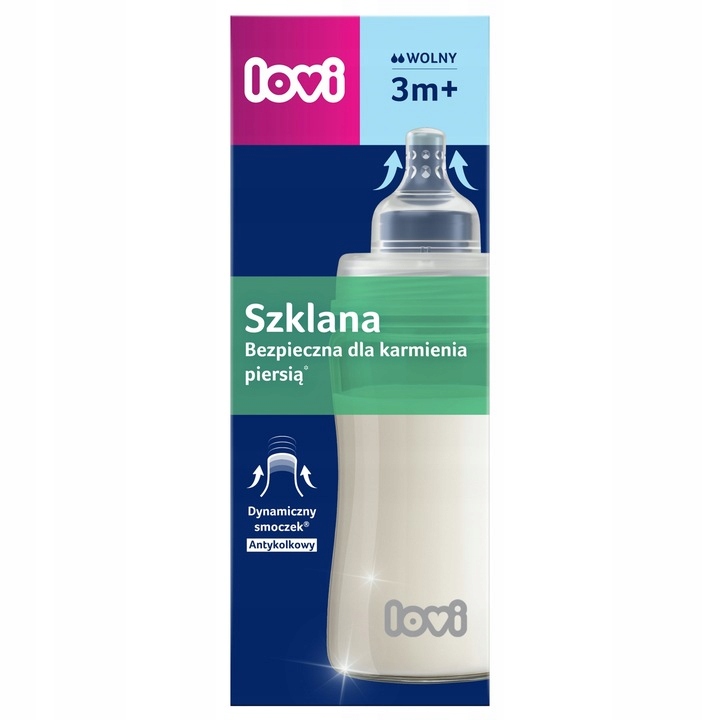 Lovi stiklinė kūdikio butelka 250 ml nuo 3 mėnesių