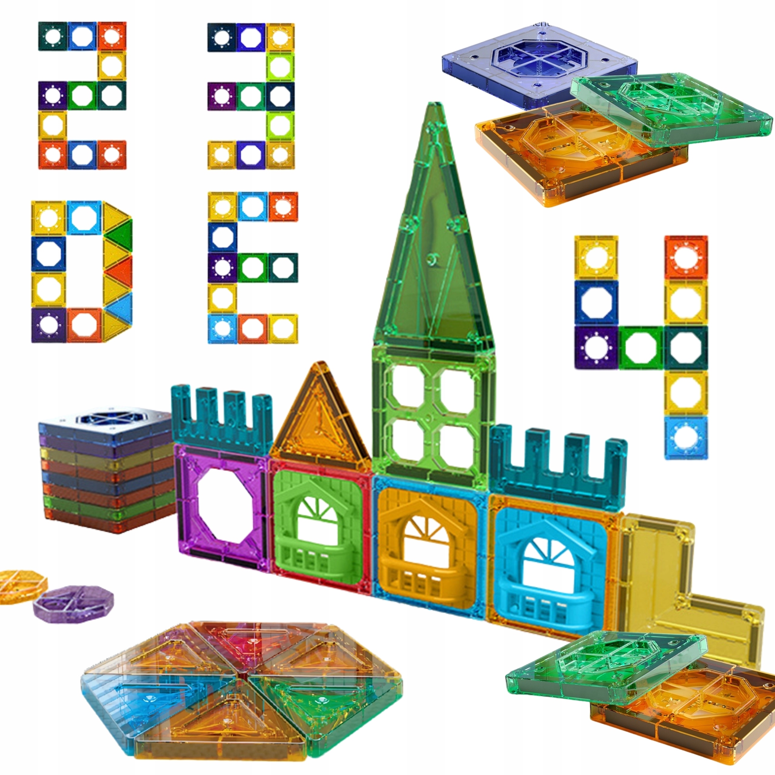 WOOPIE Magnetiniai konstrukciniai blokai 3D pilies edukacinis rinkinys 30 vnt.