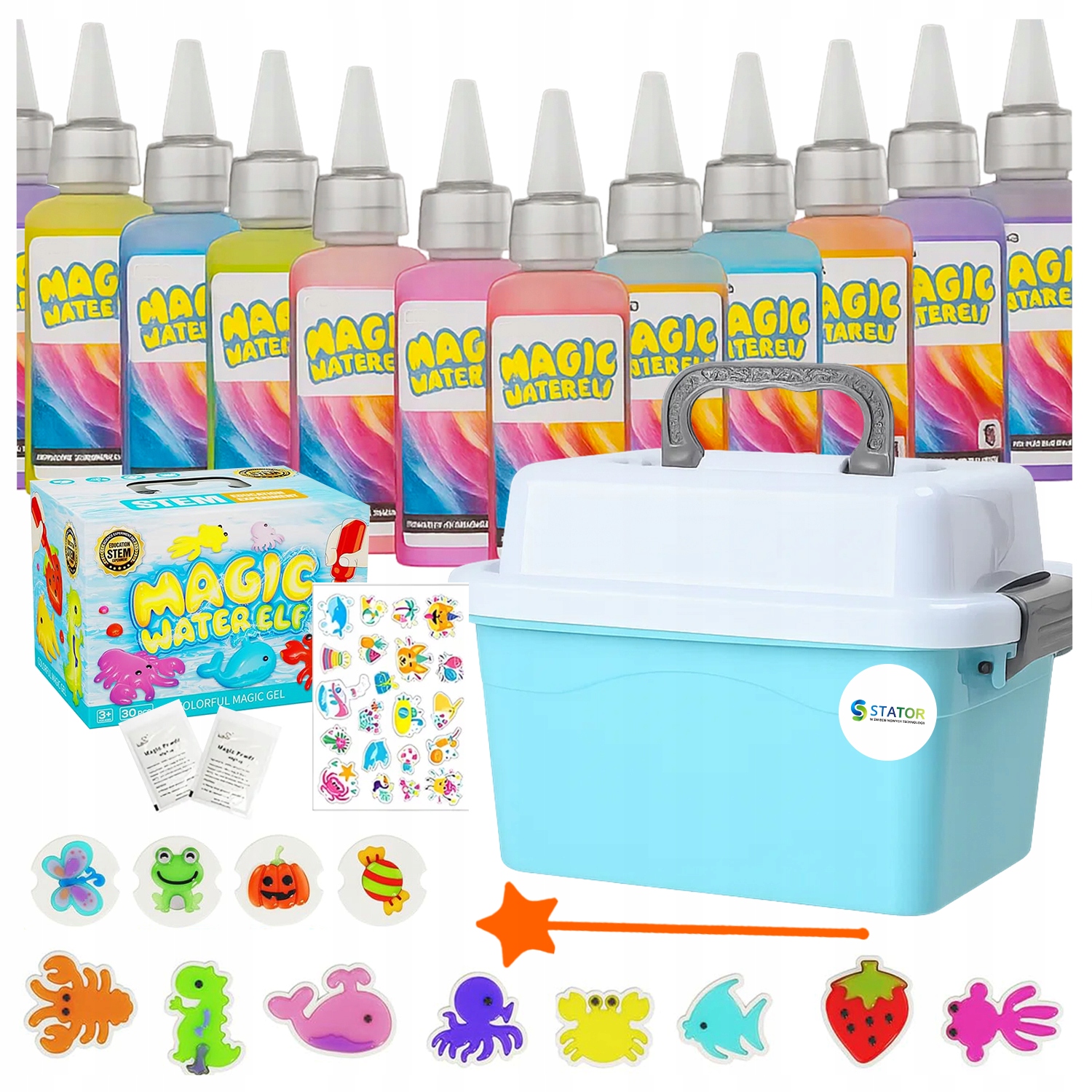KŪRYBINIS RINKINYS MAGICAL WATER ANIMALS BOX GEL PELIETI DAŽAI