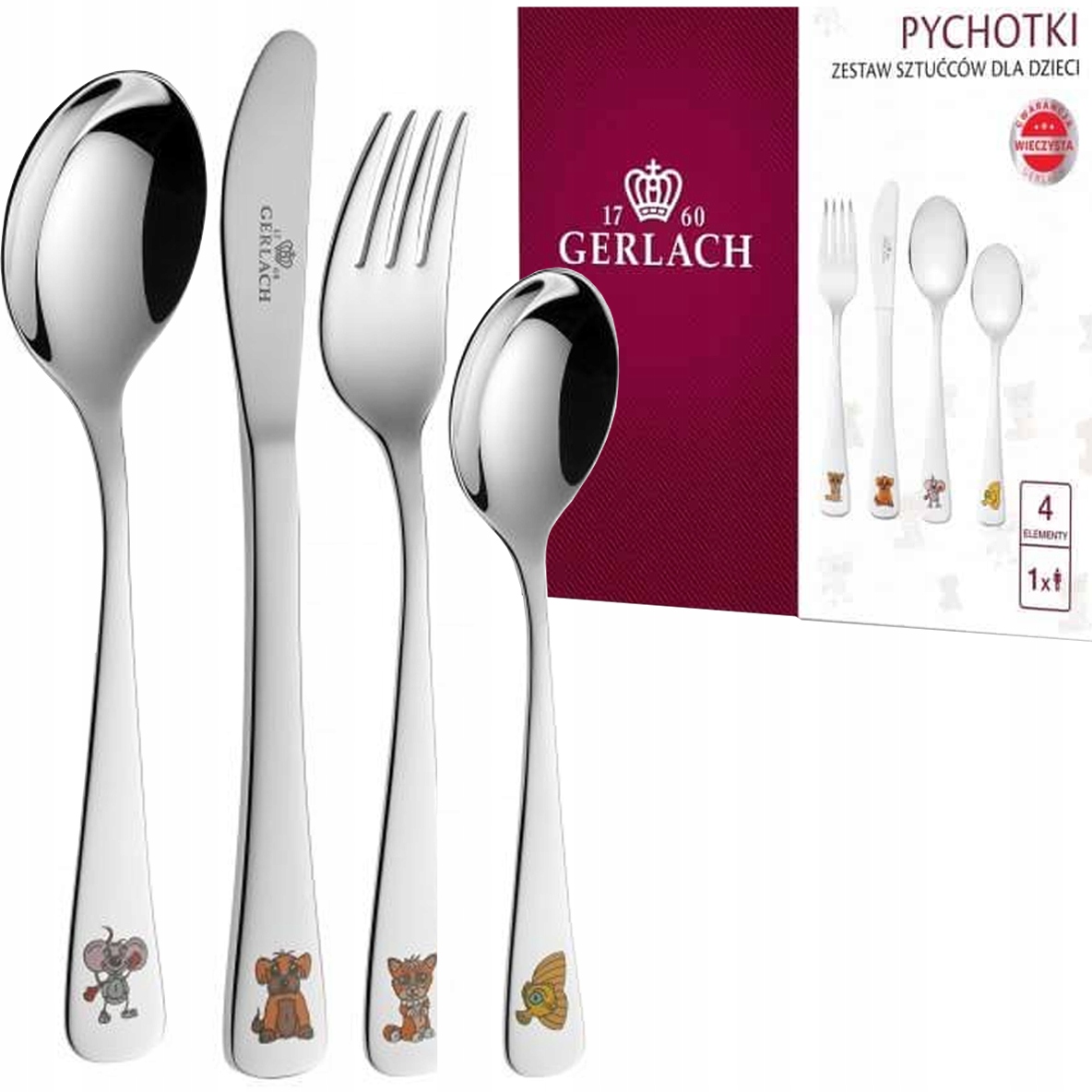 GERLACH KIDS stalo įrankių rinkinys 4 EL nerūdijančio plieno DEICIOUS