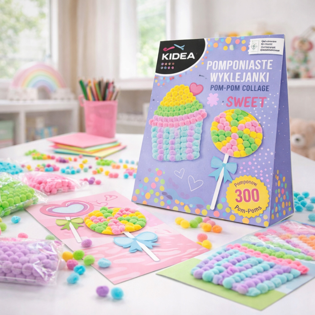 KŪRYBINIS POMPOMŲ LAZDŲ RINKINYS SWEET LOLLEY CUBBIN 300 POMPOMS