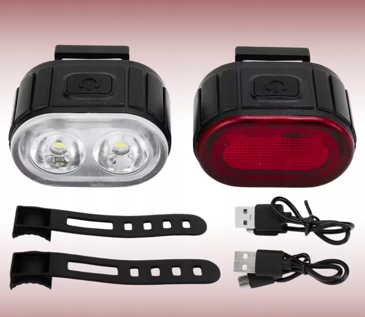 LED dviračio žibintai priekiniai galiniai akumuliatociniai 2 vnt