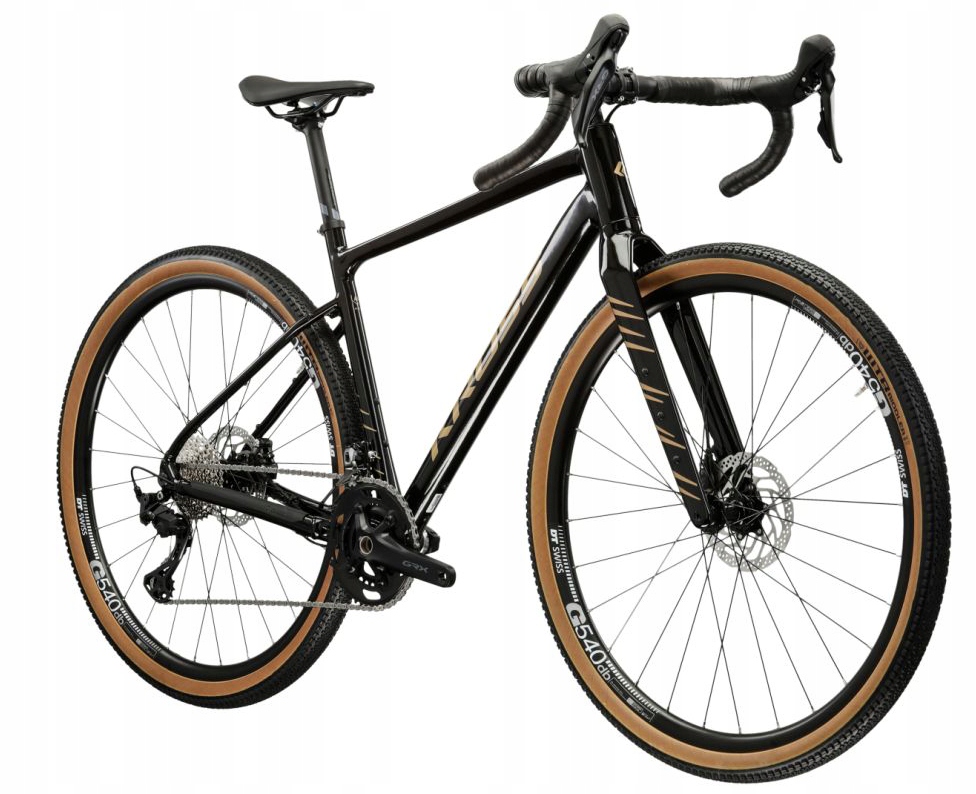 28" žvyro dviratis KROSS ESKER 6.0 GRX rėmas M 48.5 cm juodas - auksinis R25