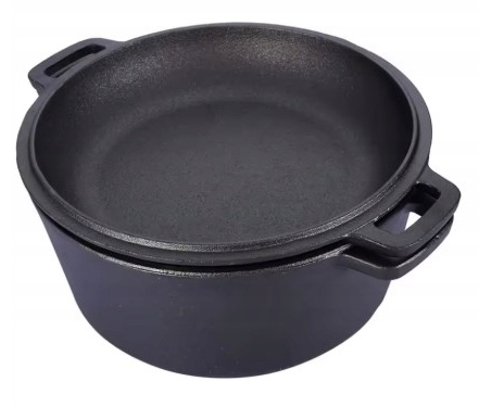 2in1 ketaus puodas 26cm 4,5L su dangčiu ir keptuve – juoda Keptuvė