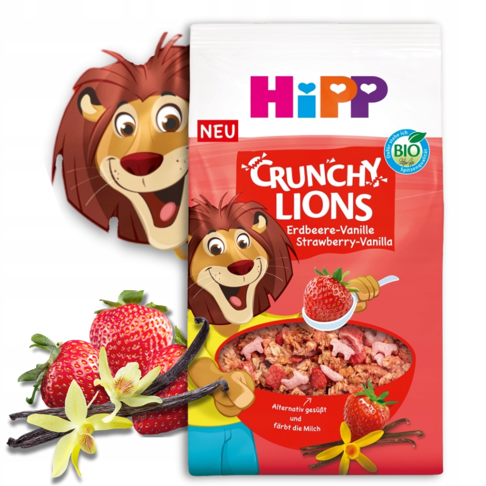 Hipp bio granola braškės vanilia vaikams 300g