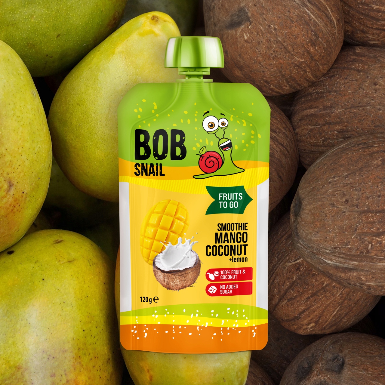 Bob Snail vaisių tūrtas mango-kokosas 10x120 g