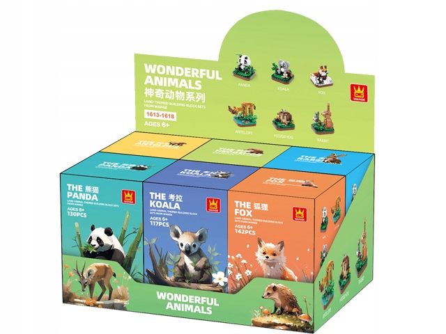 KALUKŲ RINKINYS GYVŪNAI 6in1 (panda, koala, lapė, elnias, ežiukas, triušis) Wange