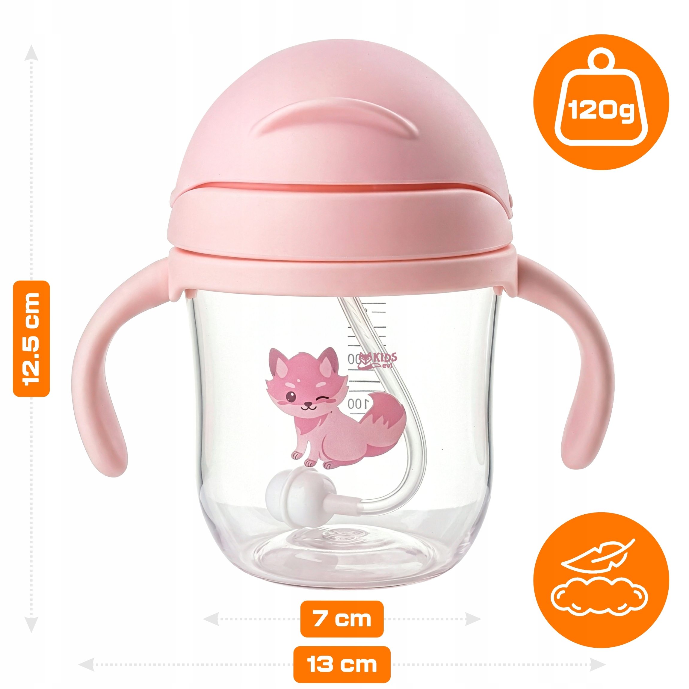 EVI nelystausi puodelis su žinduku, 220 ml, 6 mėn.+