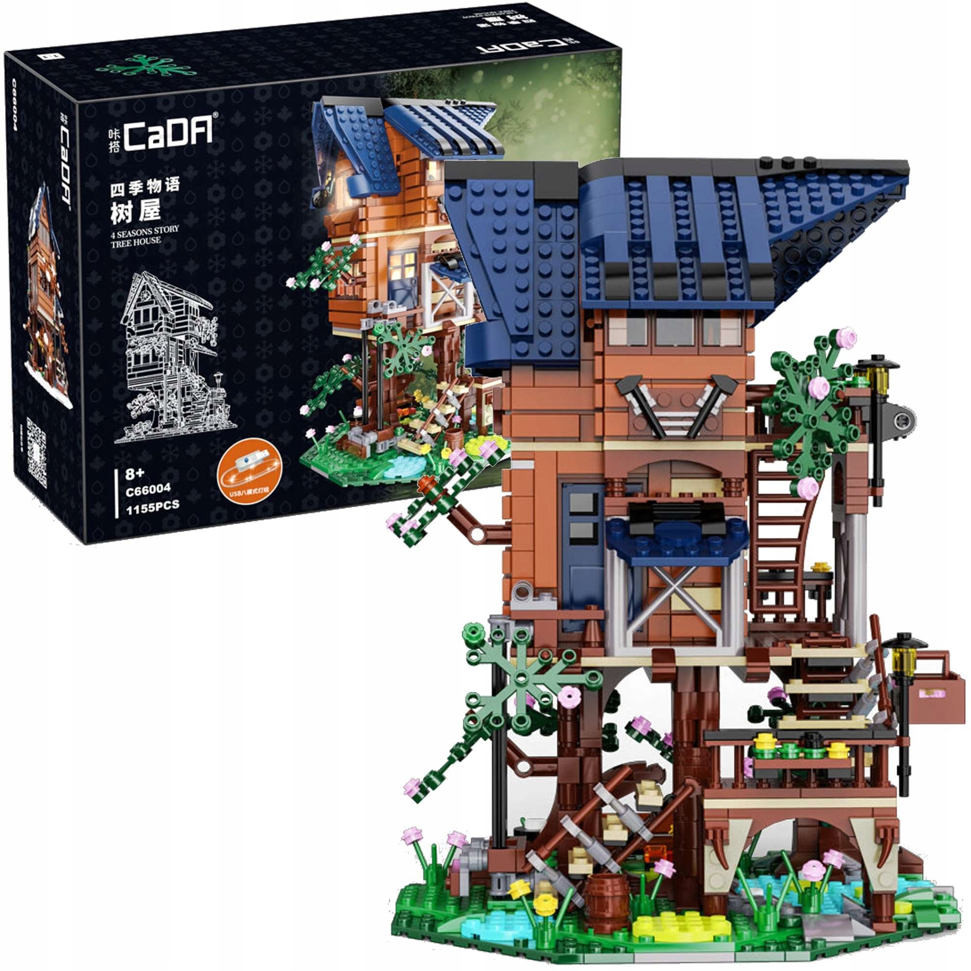 CADA C66004W Four Seasons Tree House statybiniai blokeliai 1155 vnt. LED