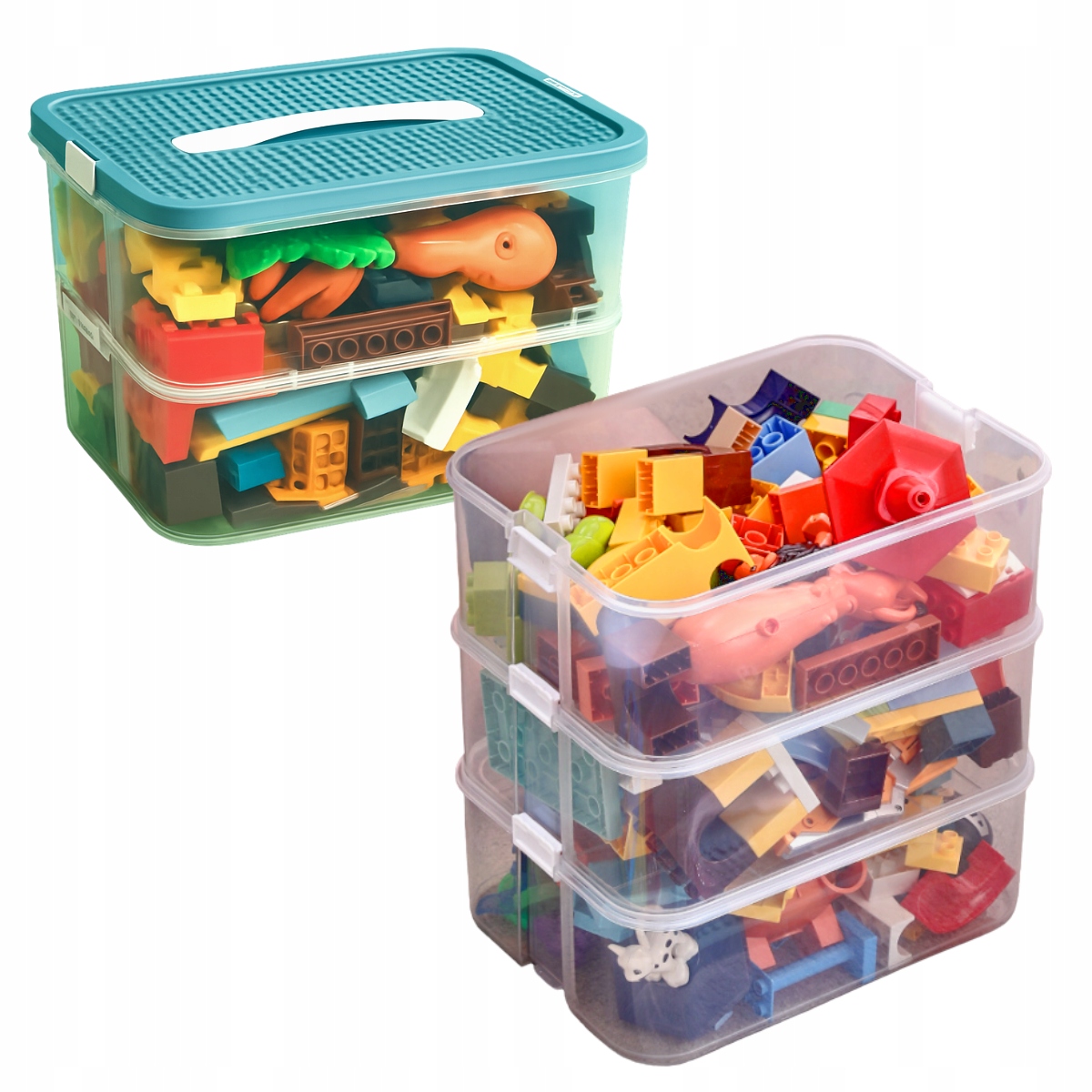 LEGO BLOCKS TOYS ORGANIZER KONTEINERIS Sluoksniuotas DIDELIS 5 pakopų 35 L