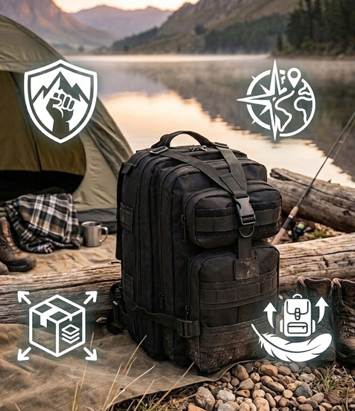 KARINĖ TAKTINĖ KARINĖ KUPRINĖ, VYRŲ SKAUTŲ IŠGYVIMO 35L, JUODAS BK