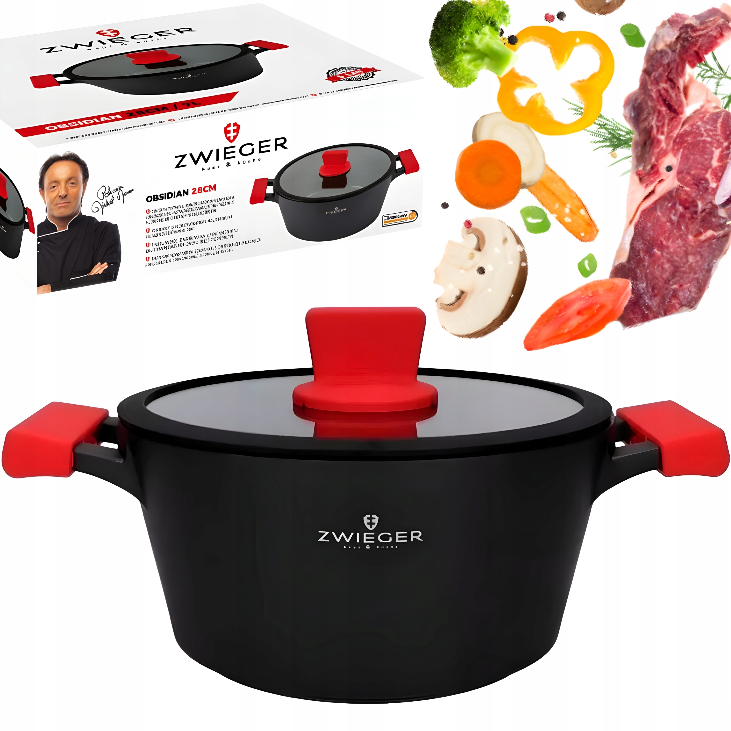 ZWIEGER PUODAS SU DANČIU ALIUMINIO NELIPAČIŲ DUJŲ OBSIDIANAS 28CM 6L