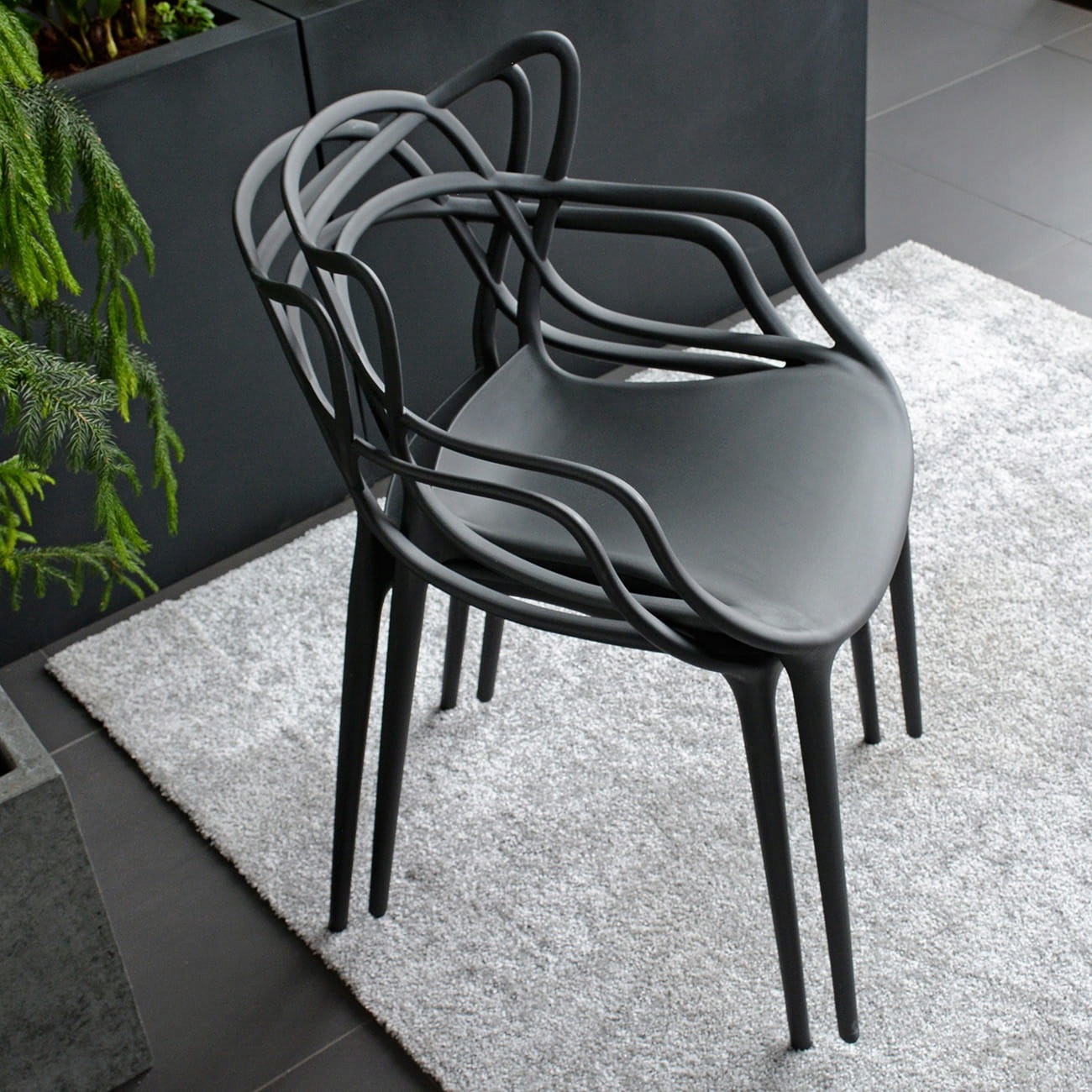 Ažūrinė kėdė Juoda Modernus LOFT fotelis Home Garden Bistro PREMIUM