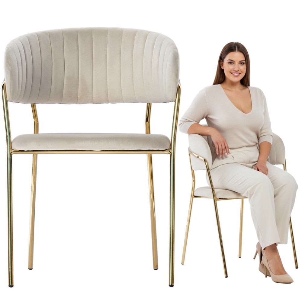 MINŠTAS AKSOMINĖS VIRTUVĖS KĖDĖ MODERN GLAMOUR BEIGE VELVET