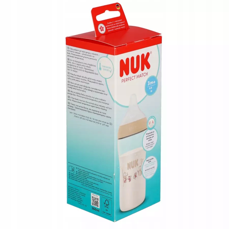NUK PERFECT MATCH BUTELĖLIS 260ml 3m+ SILICONE TEAT M