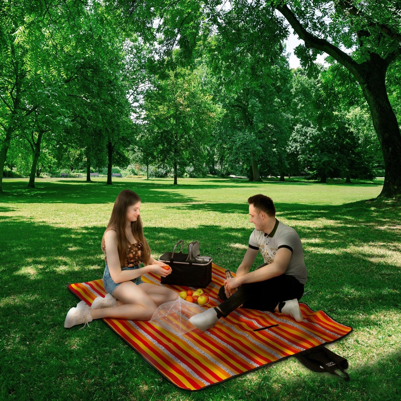PIKNIKO FLĖNINĖ ANTLODĖ SU IZOLIACINIU pikniko kilimėliu paplūdimiui 150x200cm + rankena