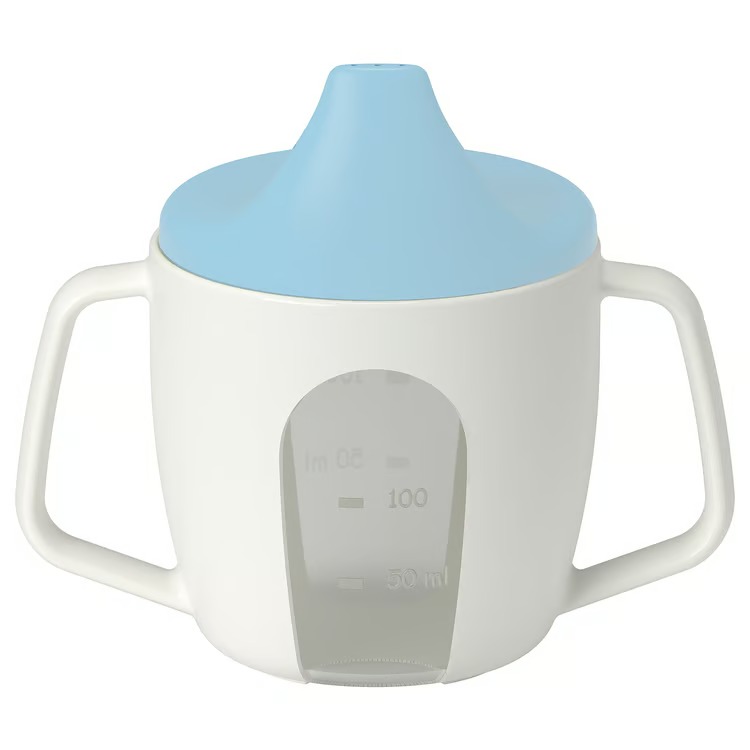 IKEA BORJA PUODULIS SU Snapeliu IR SNANGAS SU RANKENĖLĖMIS mėlynas 200 ml
