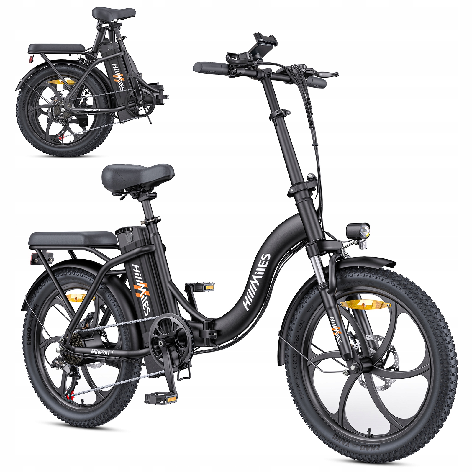 HillMiles MilePort1 elektrinis dviratis 20" 36V 13Ah 250W 25km/h 100KM elektroninis dviratis