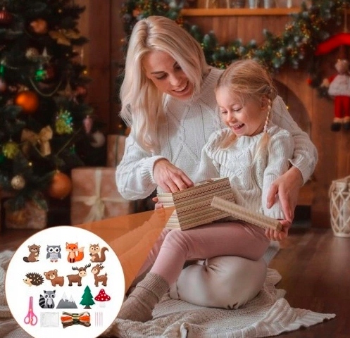 SIUVIMO RINKINYS VAIKAMS 12 Vnt. MIŠKO GYVŪNŲ „pasidaryk pats“ veltinis