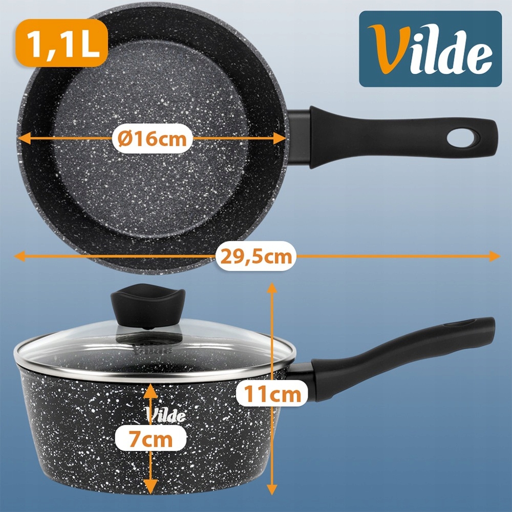 GRANITINIS puodas su dangčiu troškinimui VILDE 16 cm 1.1