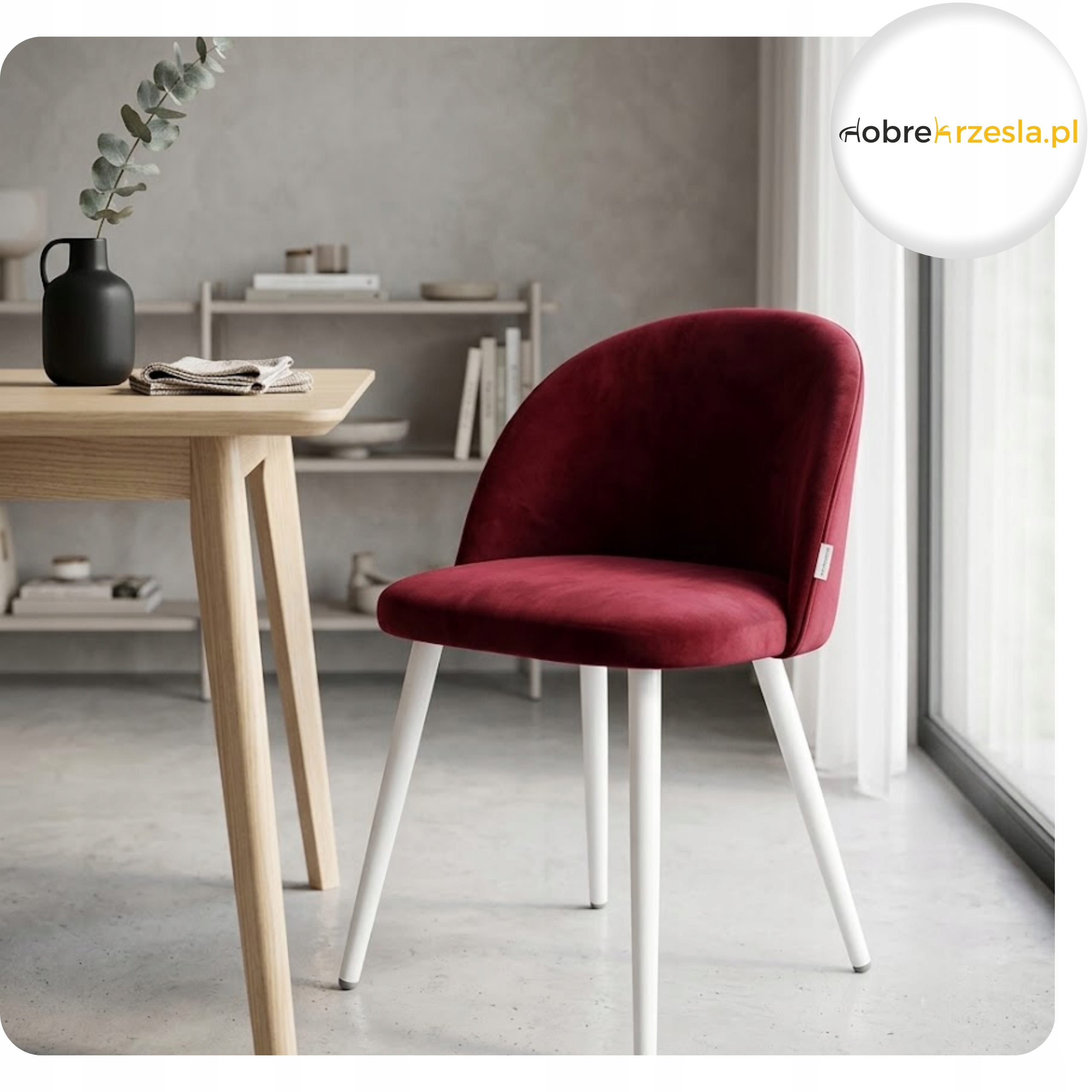 Veliūrinė Colin minkšta kėdė, balta koja MG31 Perfect Modern Interior