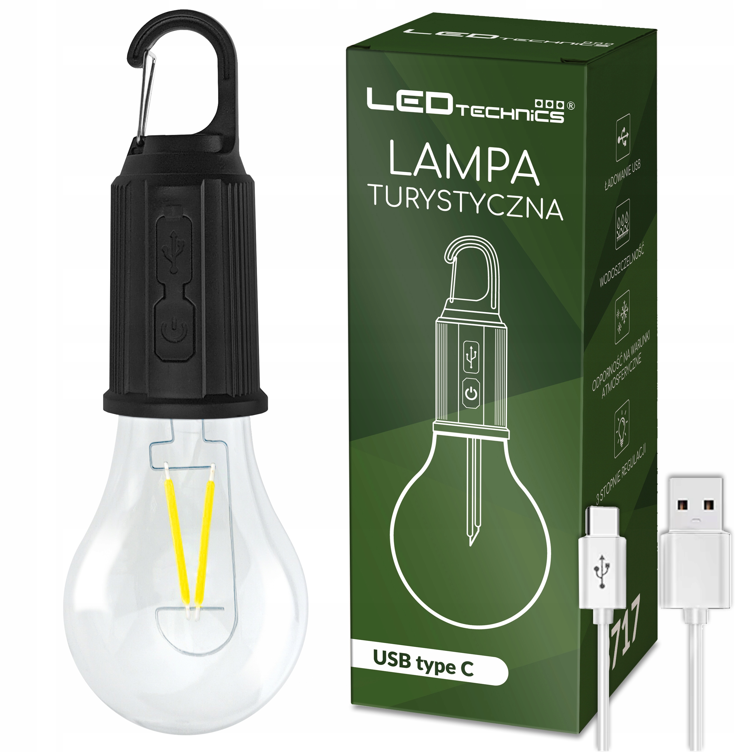 LEDTechnics LED žibintuvėlis su USB C įkrova