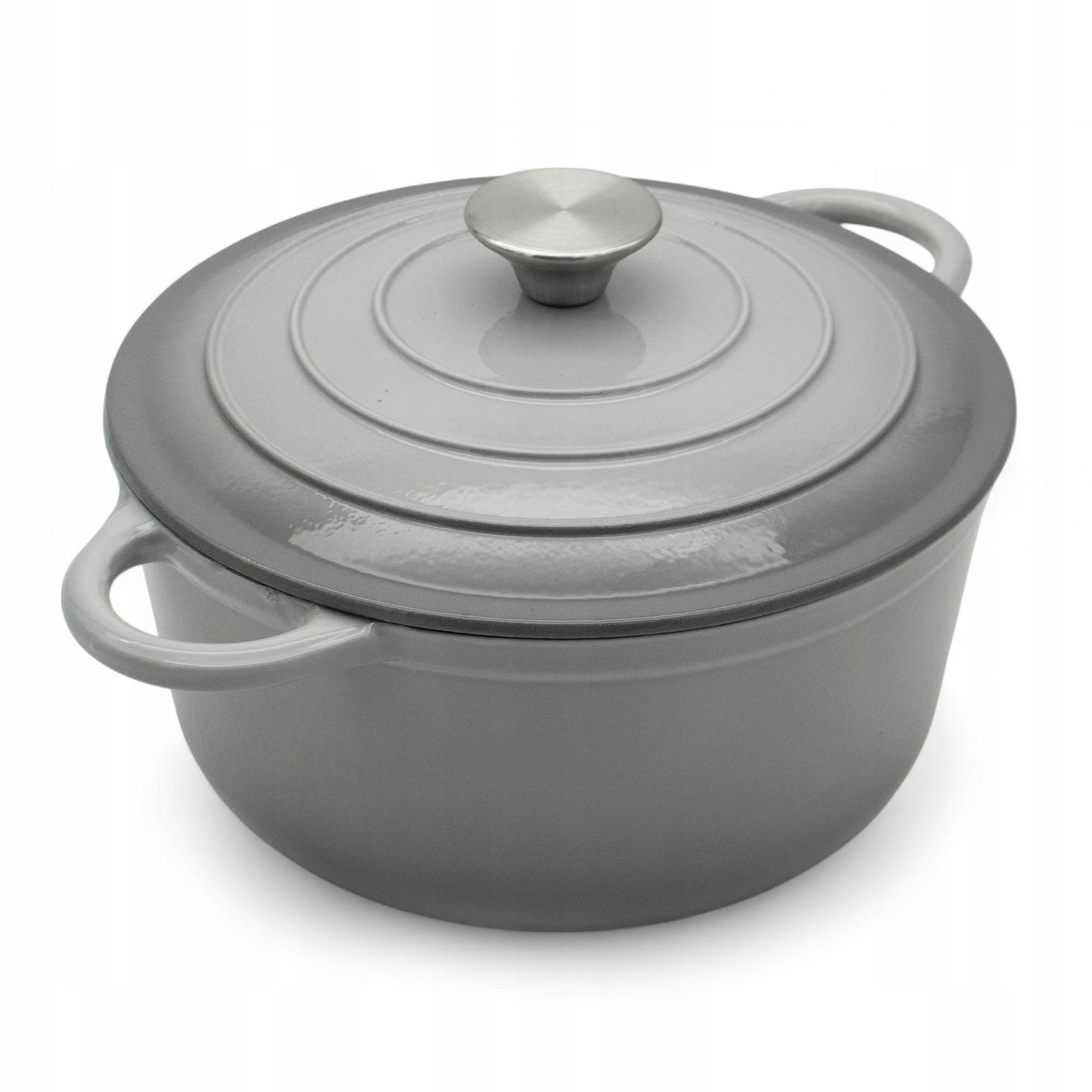 Emaliuotas ketaus puodas 20 cm apvalus su dangteliu ir rankenomis Tradicinis 2L