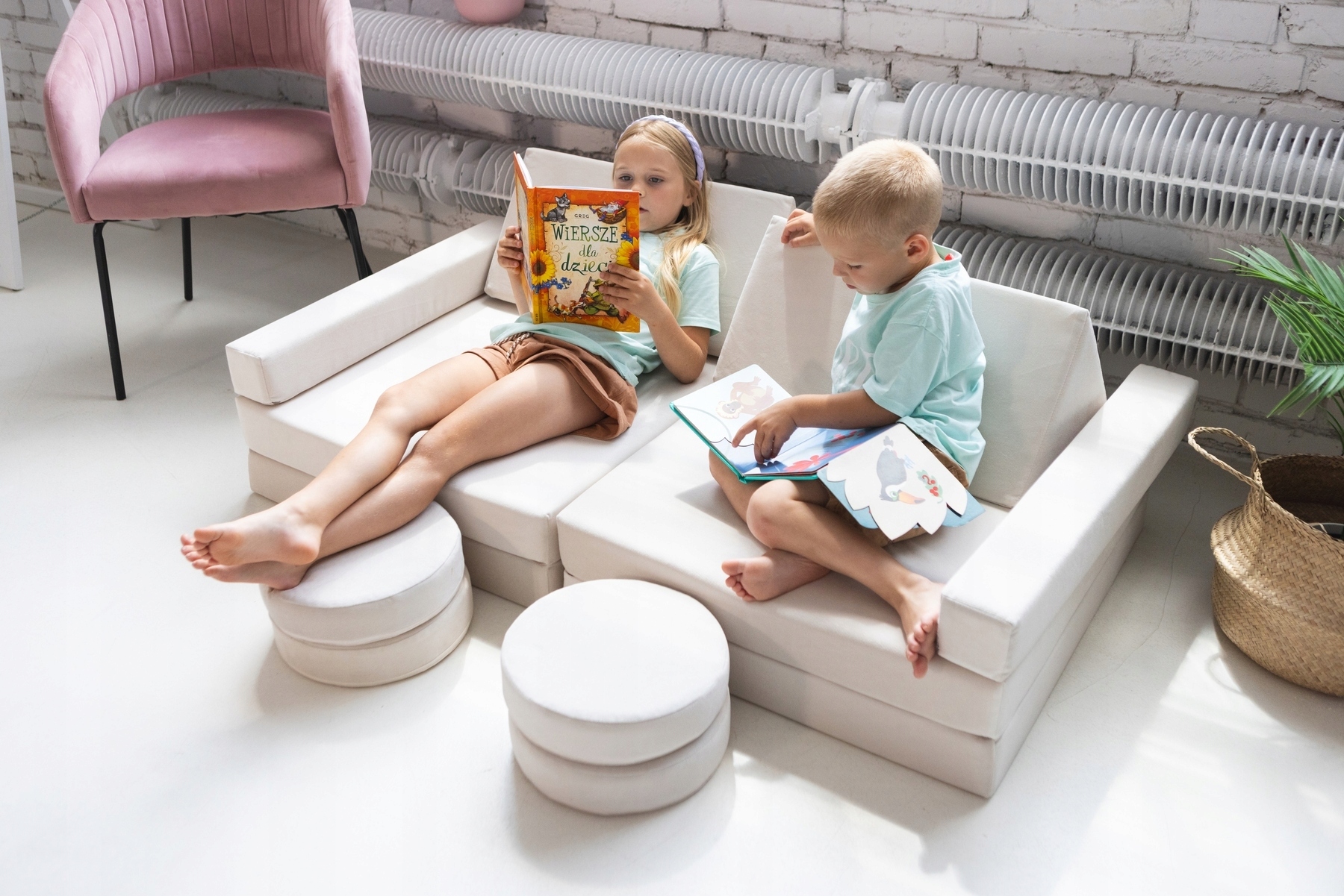 Daugiafunkcinė modulinė sofa vaikui ir putplasčio blokeliai viename Multifunkcinis