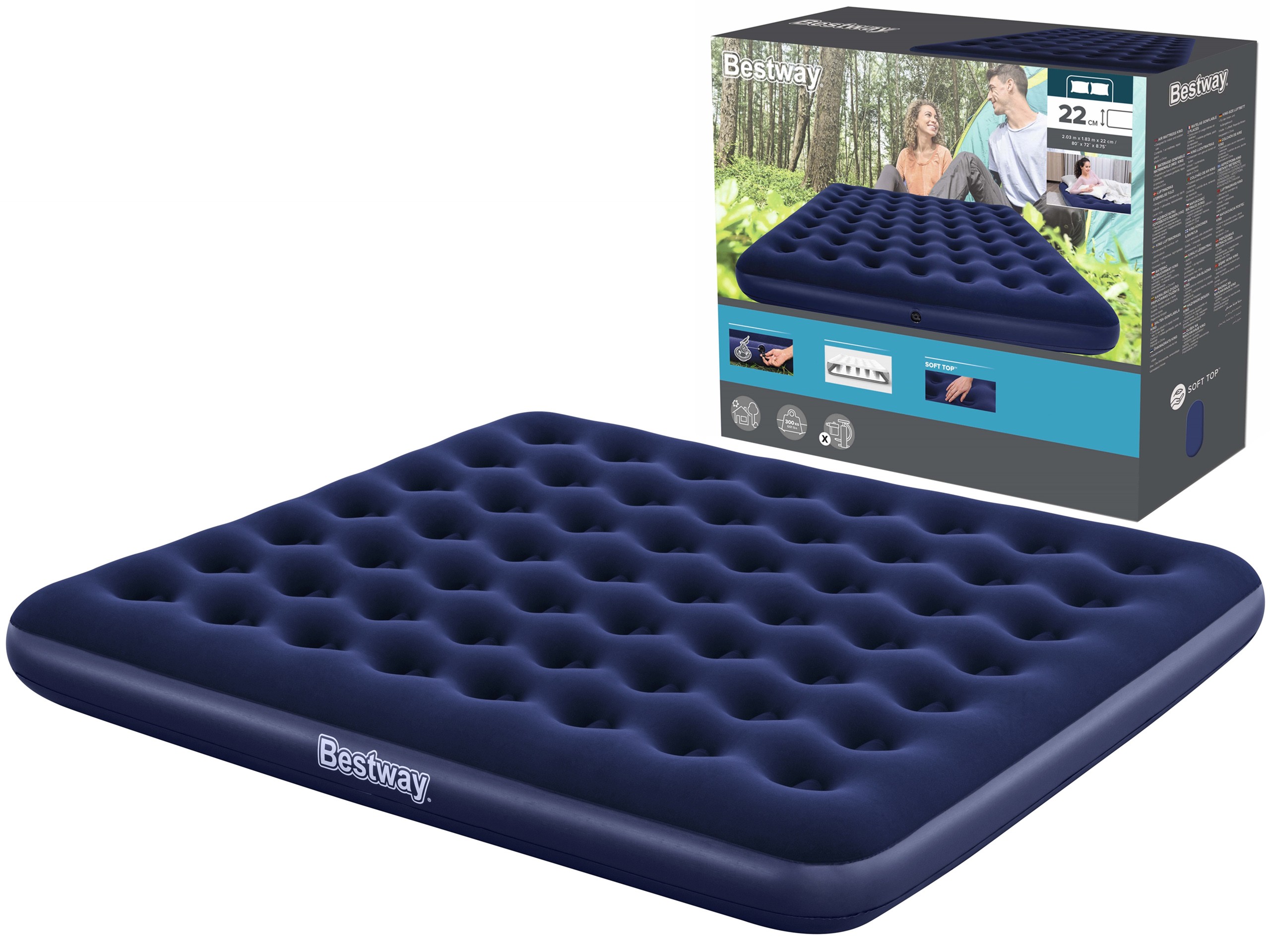 Bestway dvivietis pripučiamas matracas 203x183x22 cm