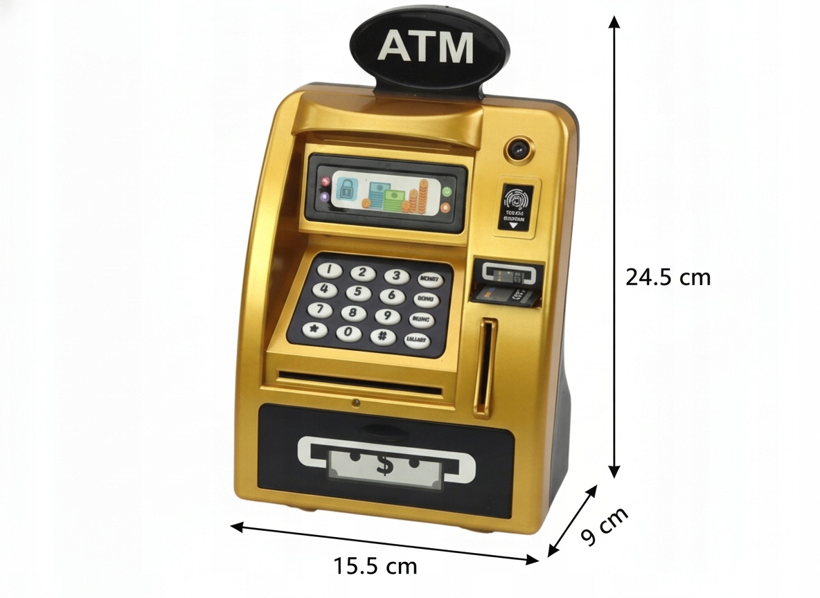 PIGGY BANK bankomatas bankomatas SEFJ INTERACTYVE VAIKAMS GOLD BLACK PIN COIL
