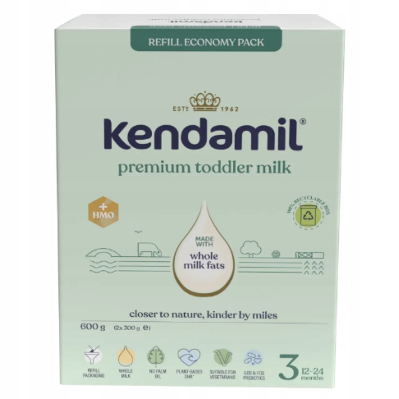 Kendamil 3 Premium modifikuotas pienas 600g be žuvies ir palmių aliejaus