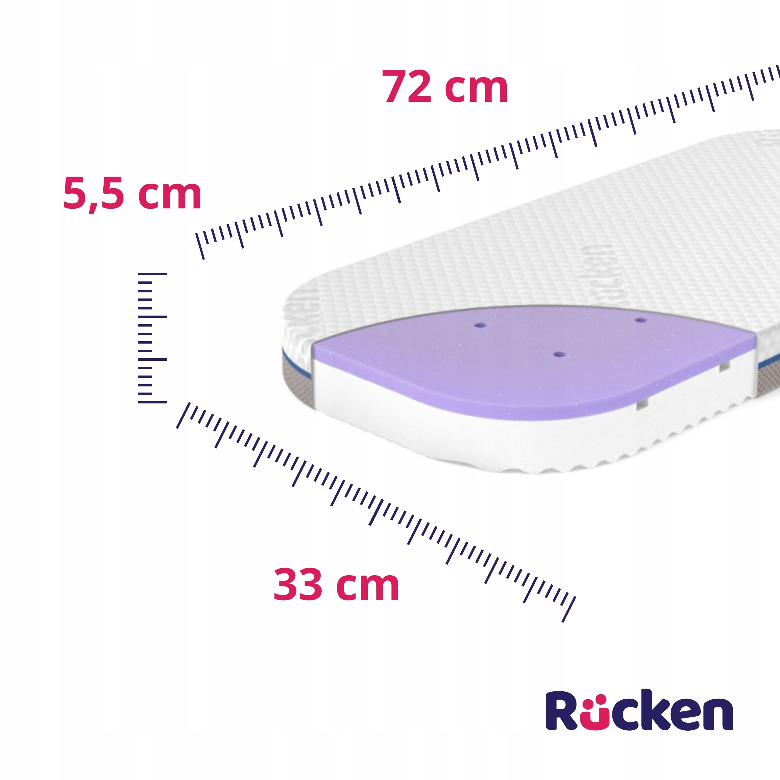 RUCKEN čiužinys lopšiui Chicco Baby Hug Premium 72x33