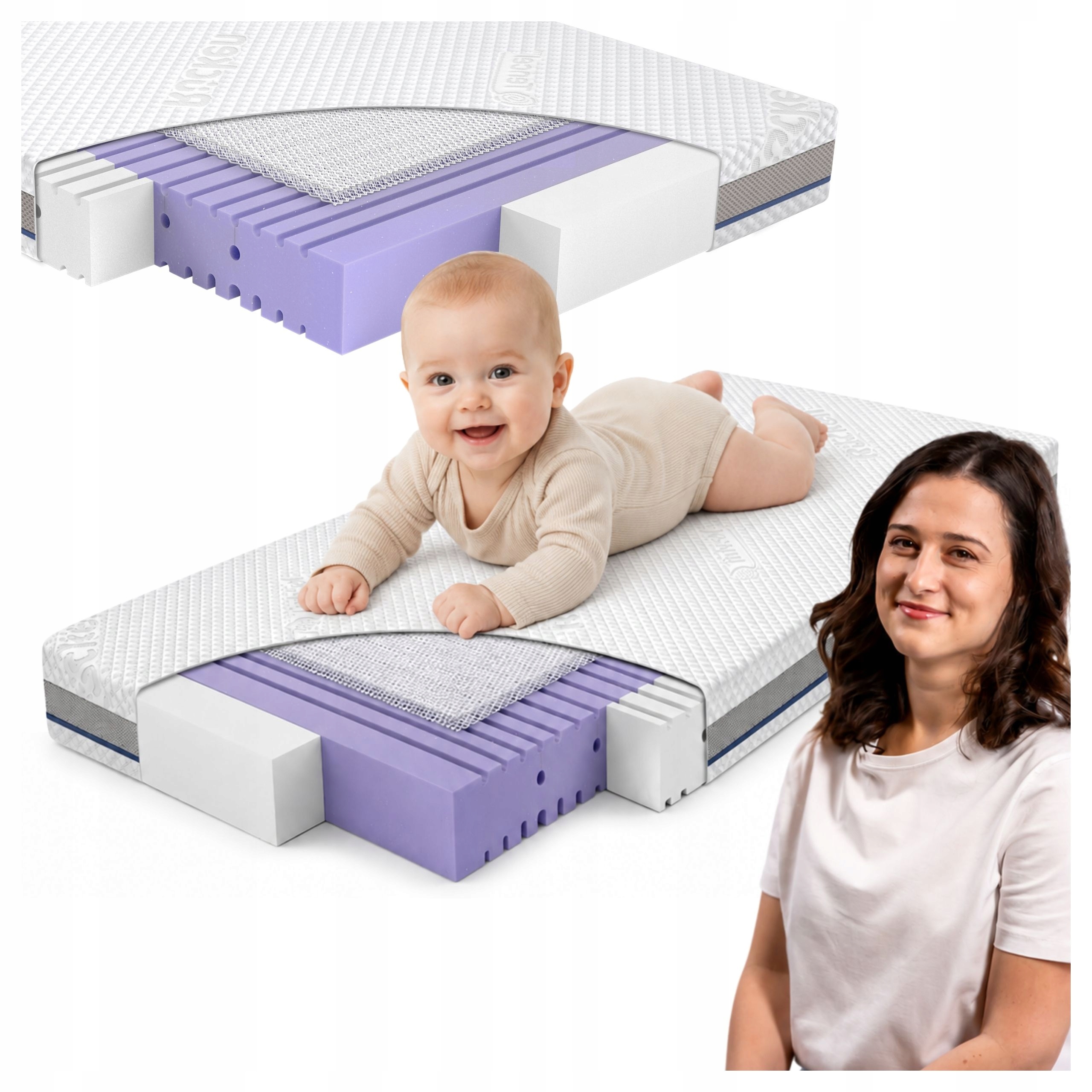 Čiužinys 120x60 porolonas HR-35 Rucken naujagimiui, kvėpuojantis 60x120cm